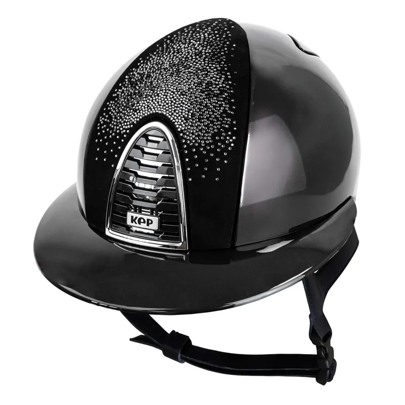 KEP Cromo 2.0 Polo Shine/Suede Nebula Riding Helmet - Black/Silver