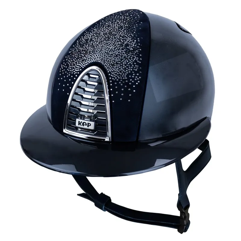 KEP Cromo 2.0 Polo Shine/Suede Nebula Riding Helmet - Blue/Silver