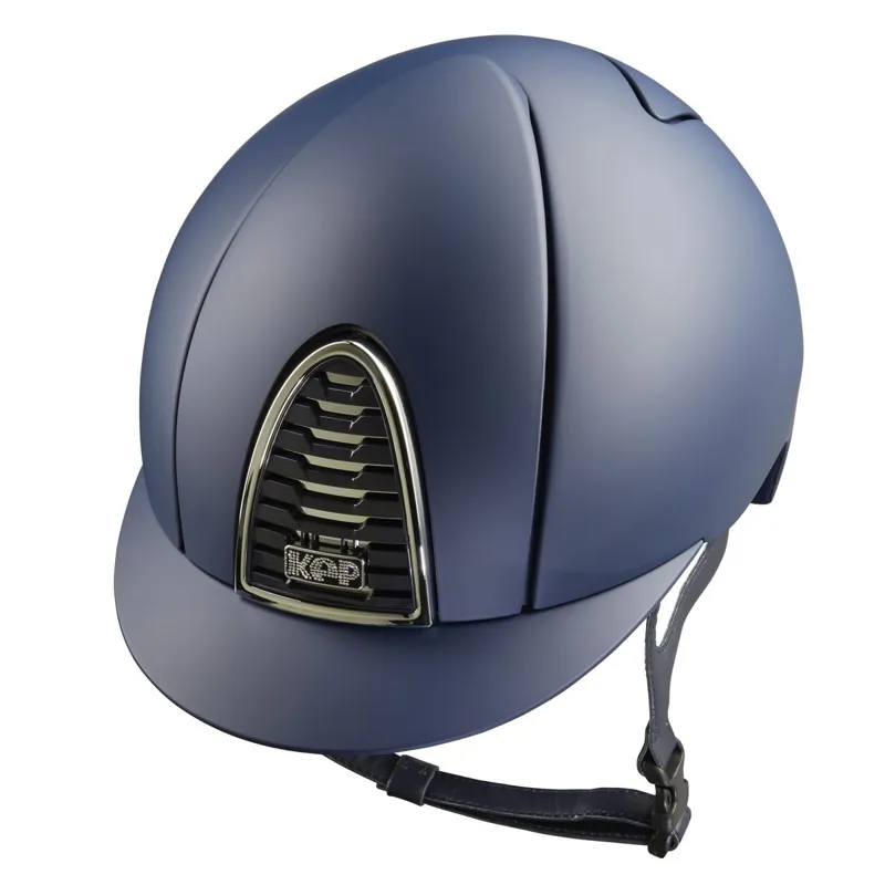 KEP Cromo 2.0 Standard Matt Crystal Logo Riding Helmet - Blue/Chrome