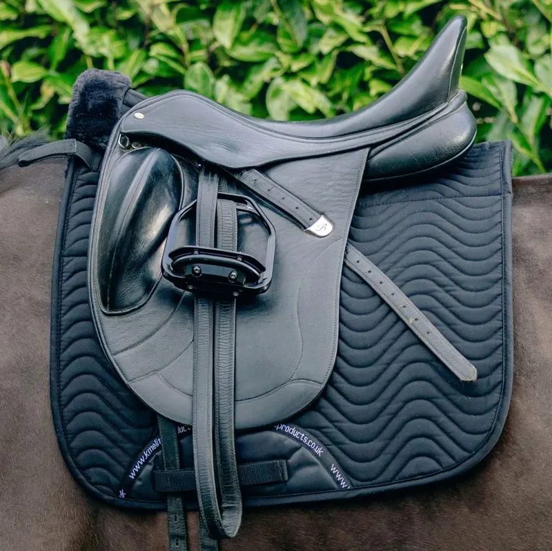 KM Elite Teddy Soft Half Lined Dressage Saddle Pad - Black/Black