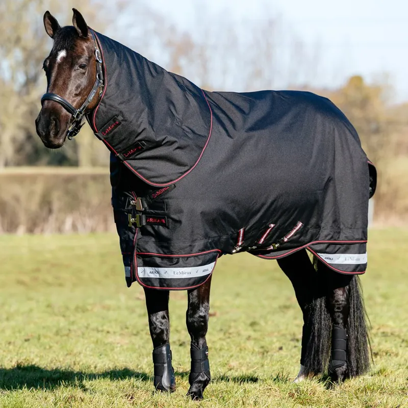 LeMieux Arika Storm-Tek 350g Detachable Neck Turnout Blanket - Black-1