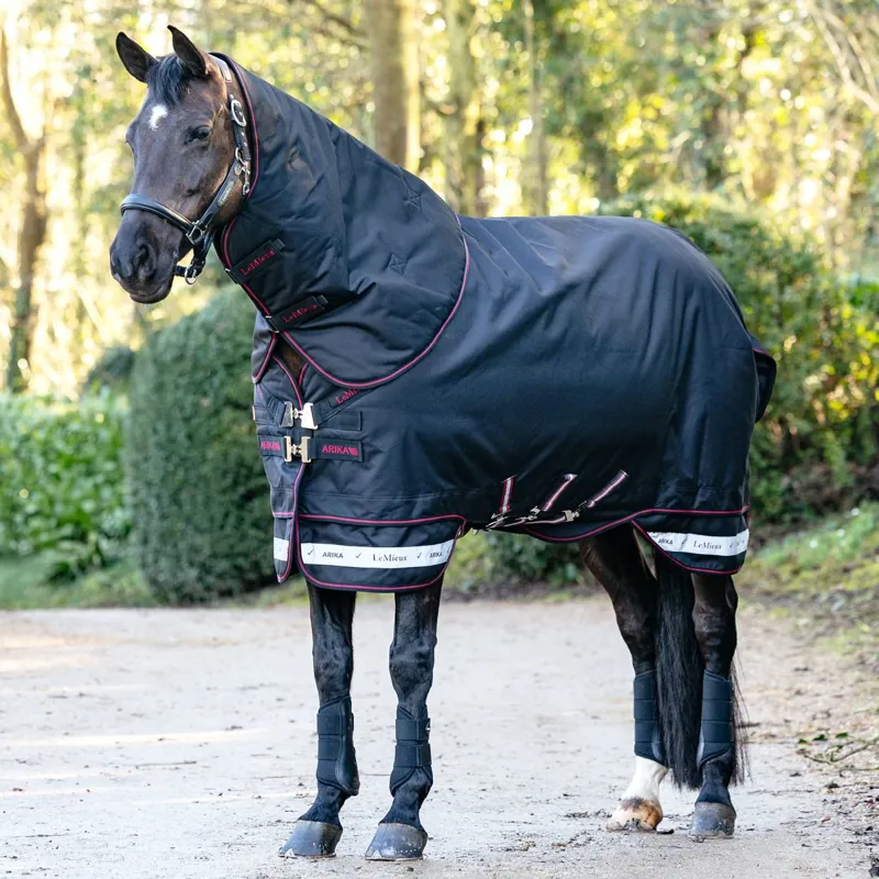 LeMieux Arika Storm-Tek 350g Detachable Neck Turnout Blanket - Black-2