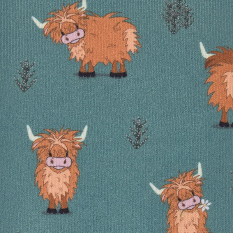 LeMieux Footsie Adults Tall Riding Socks - Highland Cow/Aloe-2
