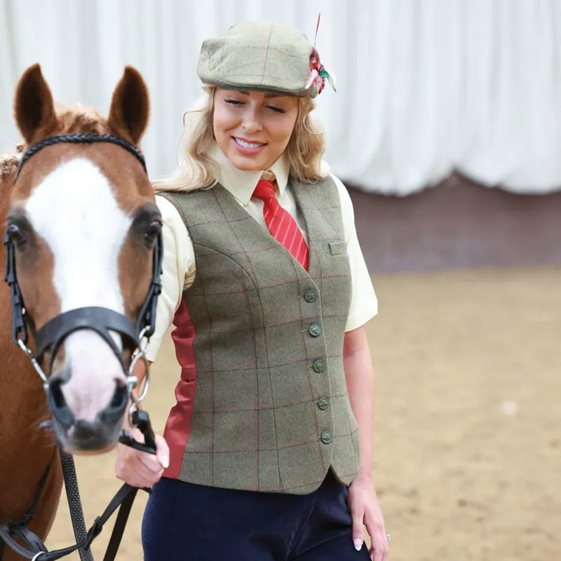 Equetech Launton Deluxe Women's Tweed Competition Vest - Green