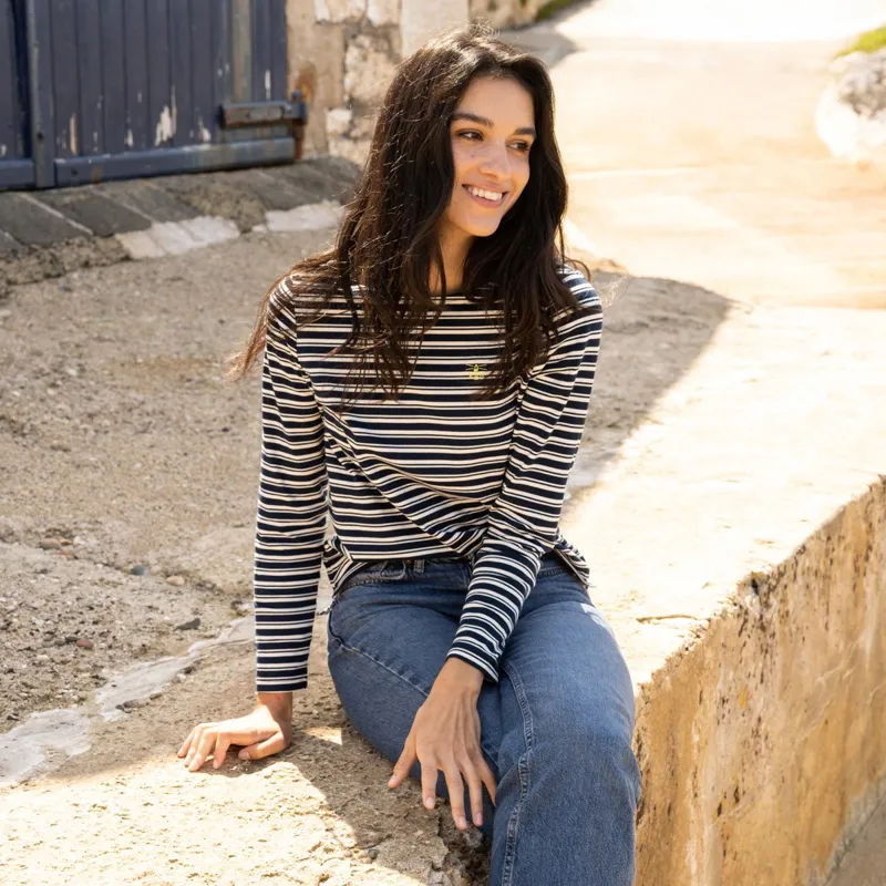 Lighthouse Causeway Long Sleeve Ladies Top - Navy Stripe-4