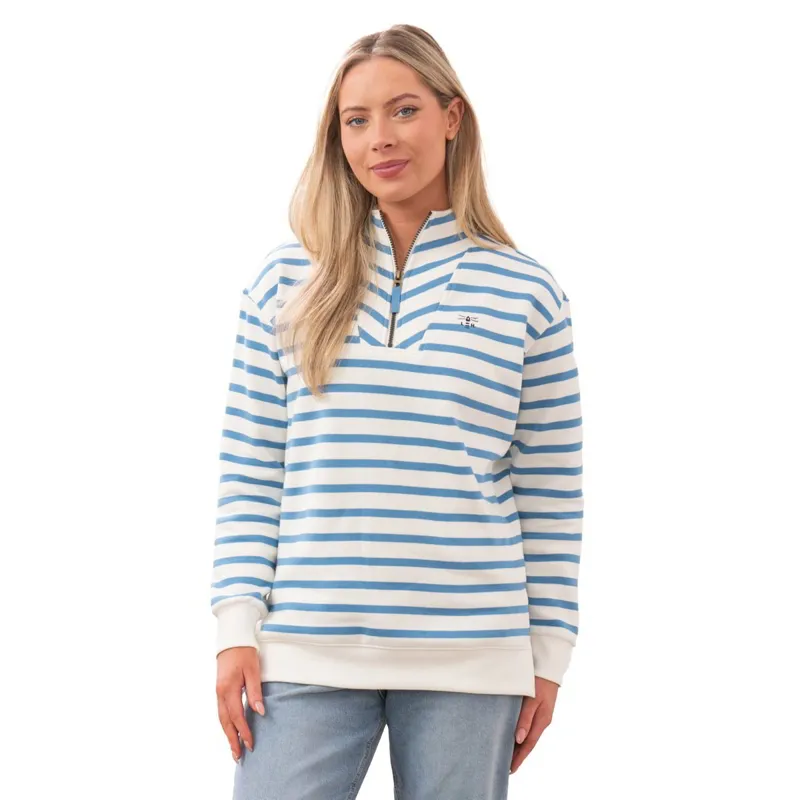 Lighthouse Coral Ladies Jersey Sweater - Marine Blue Stripe