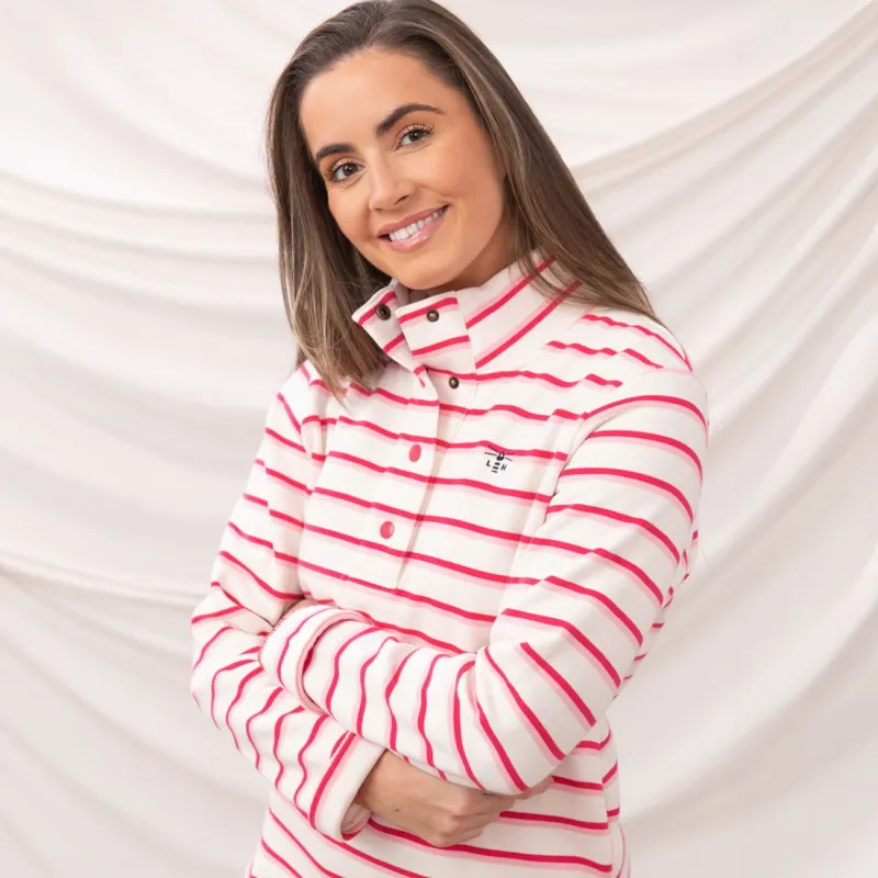 Lighthouse Haven Women's Sweater - Pink Stripe-1
