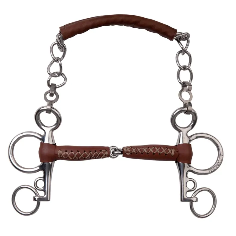 Metalab Leather Covered Single Jointed Short Shank Pelham Bit