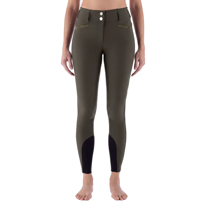 Equiline Eqcrystalef Full Grip Womens Breeches - Olive Night