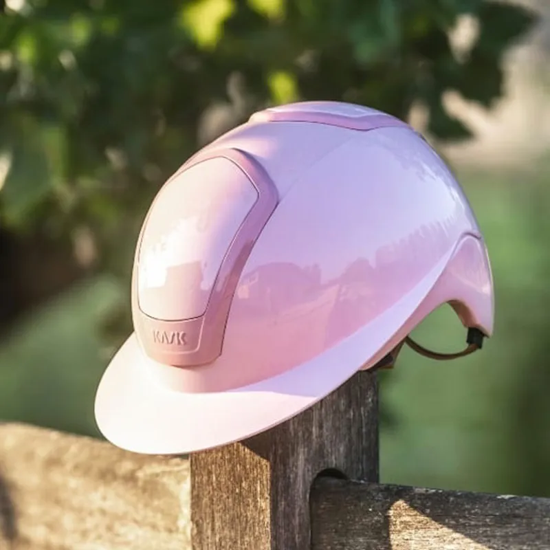 KASK Nemesi Wide Peak Shine Riding Helmet - Bubble Pink-1