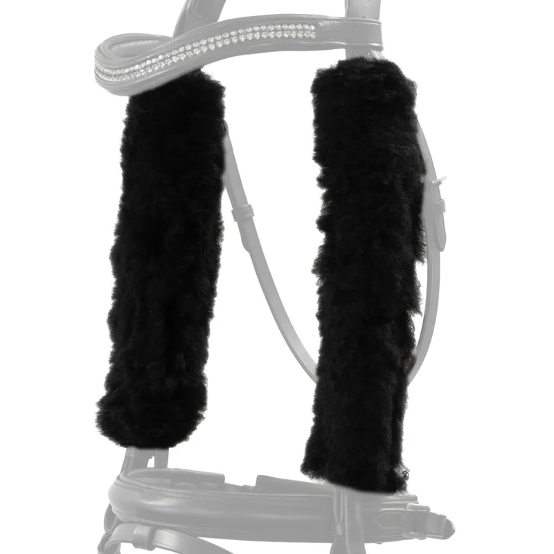 NuuMed Anti-Rub Wool Cheek Pieces/Rein Sleeves - Black