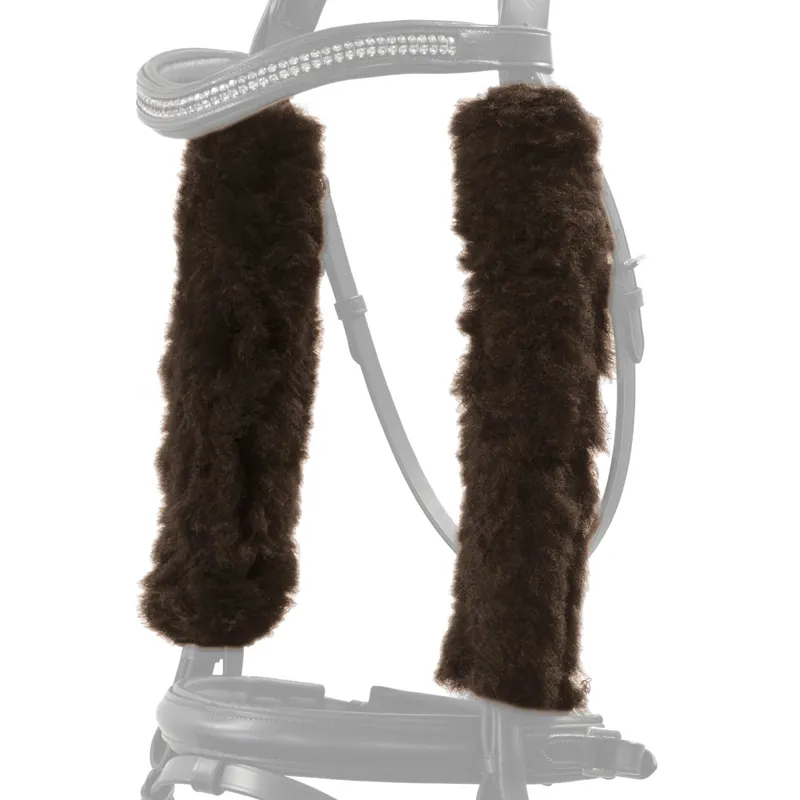 NuuMed Anti-Rub Wool Cheek Pieces/Rein Sleeves - Brown