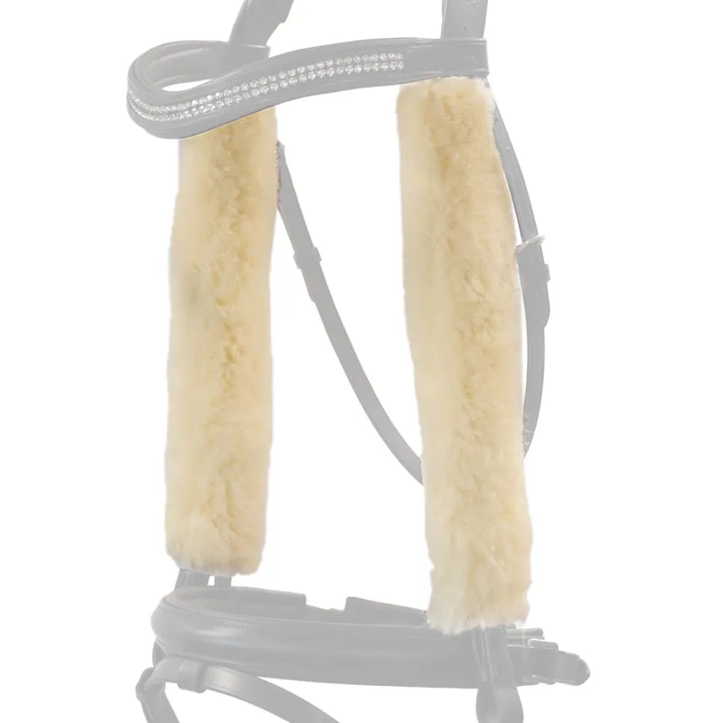 NuuMed Anti-Rub Wool Cheek Pieces/Rein Sleeves - Natural