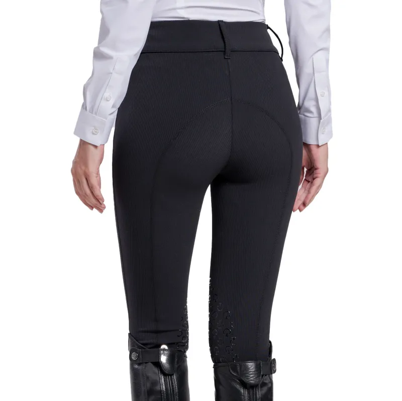 Cavalleria Toscana American Ribbed Knee Grip Womens Breeches - Black-1