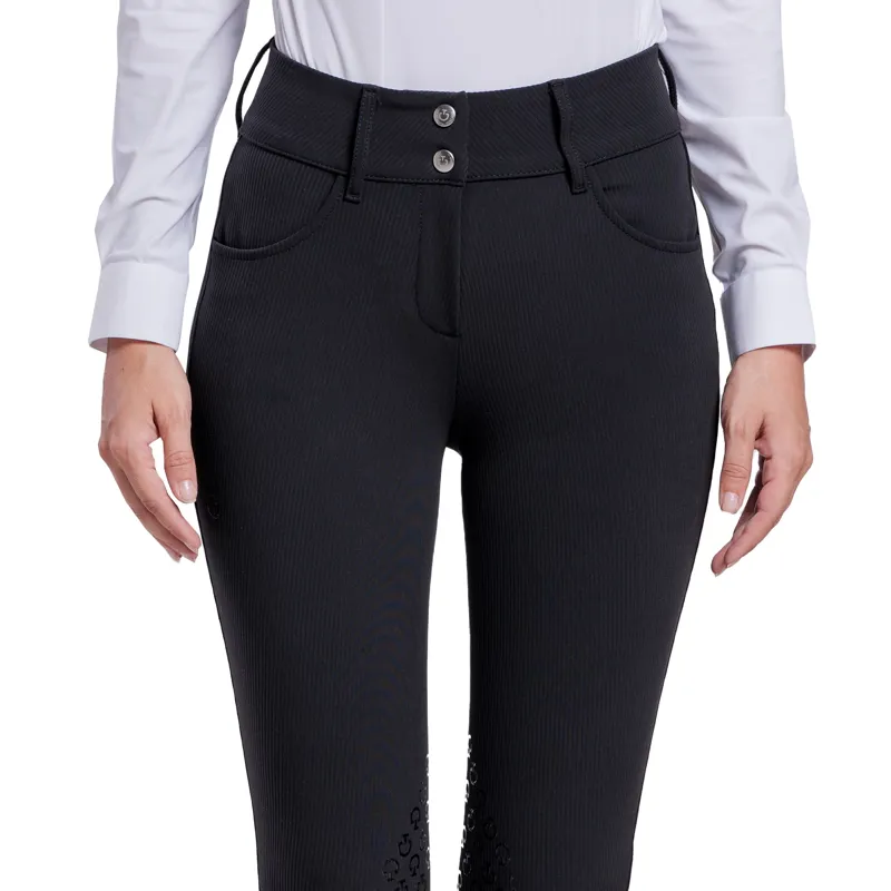 Cavalleria Toscana American Ribbed Knee Grip Womens Breeches - Black-2