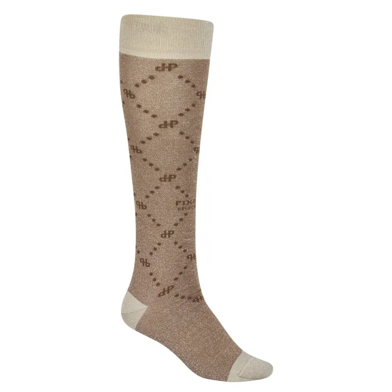 Pikeur Selection 8713 Lurex Women's Tall Riding Socks - Beige/Brown