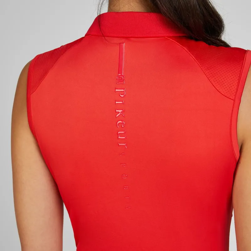 Pikeur Sports 7235 Womens Sleeveless Polo Shirt - Red Flame-2
