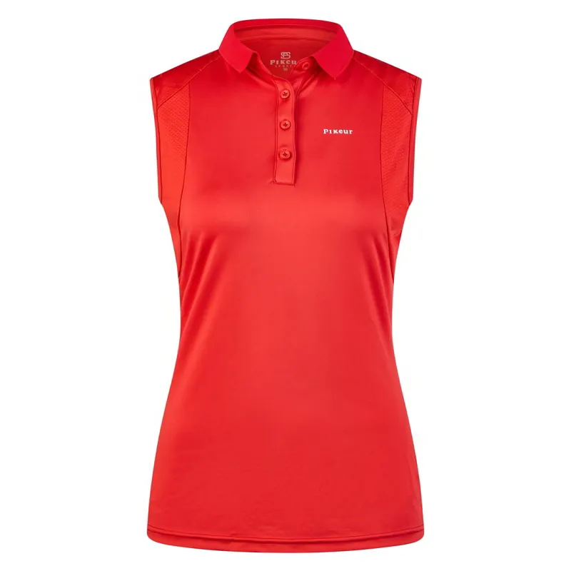 Pikeur Sports 7235 Womens Sleeveless Polo Shirt - Red Flame-3
