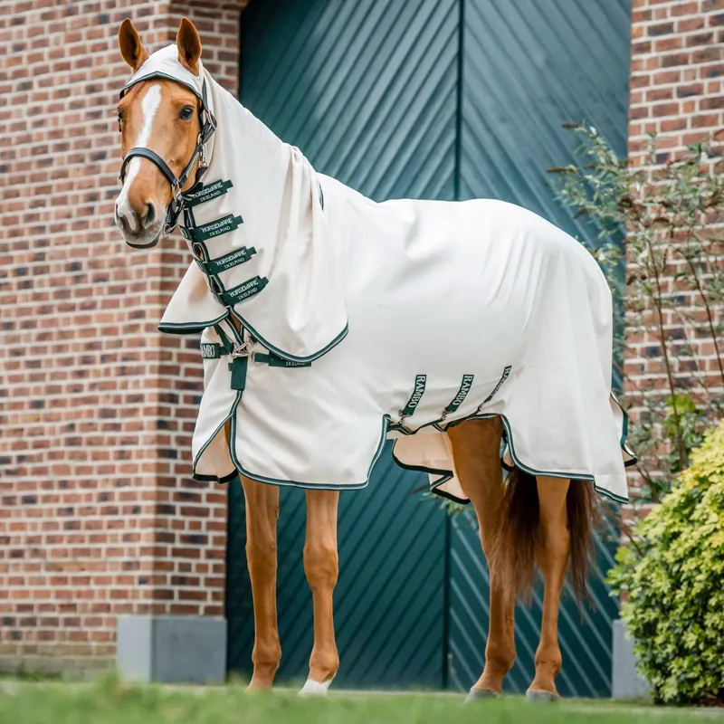 Rambo Hoody Sweet Itch Fly Sheet - Chalk/Hunter Green/Silver