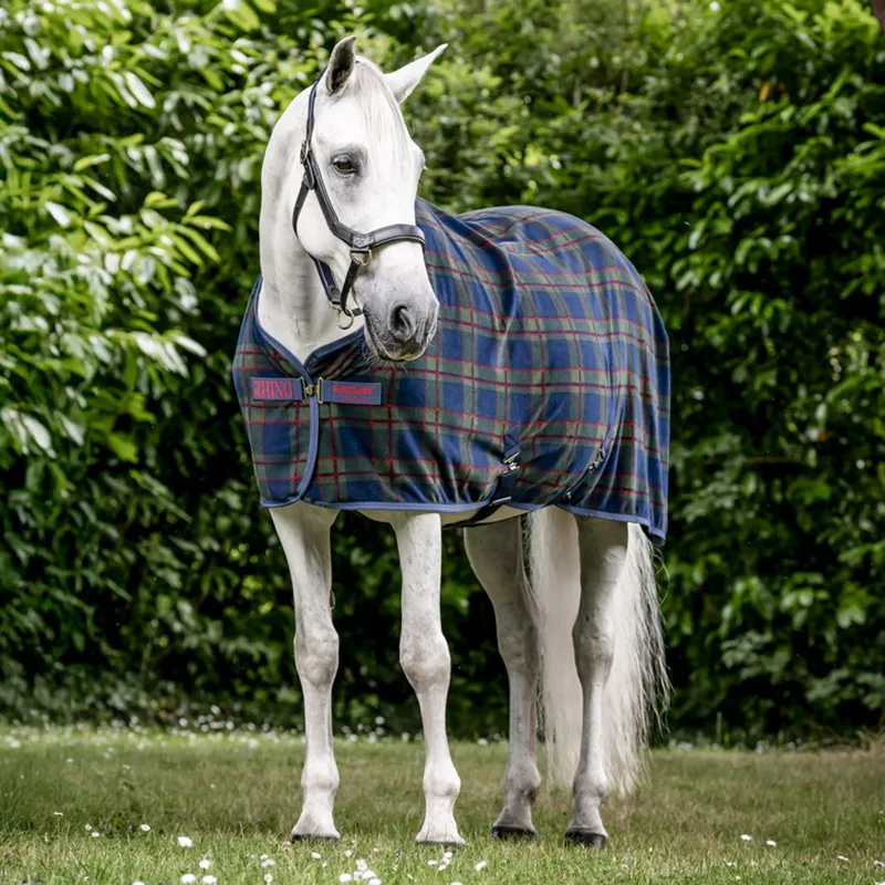 Rhino Pony Holiday Fleece Cooler - Navy Check/Green/Red