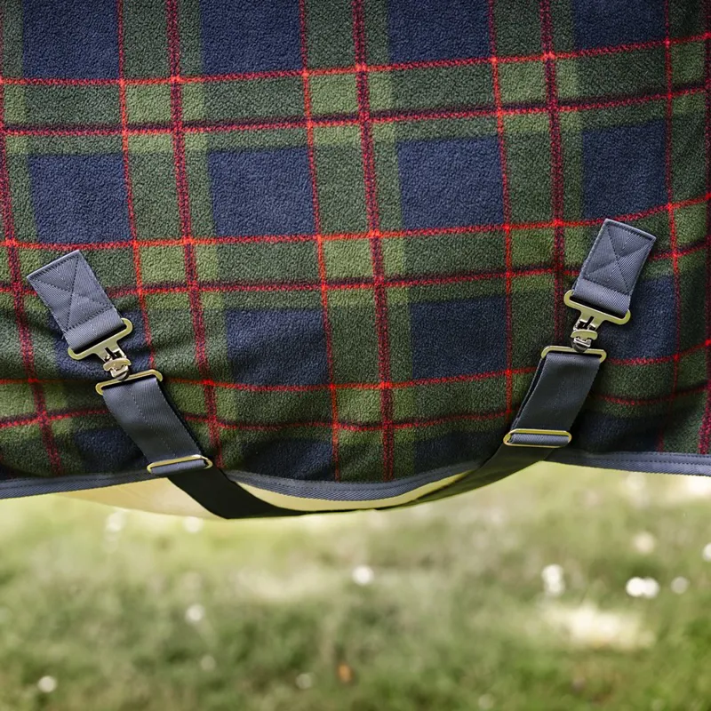 Rhino Pony Holiday Fleece Cooler - Navy Check/Green/Red-3