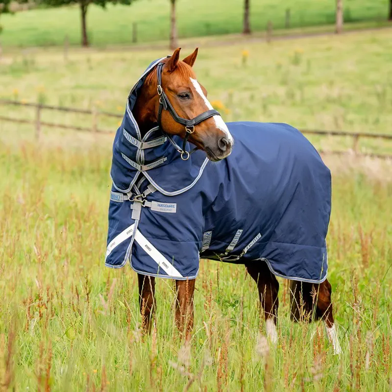 Rhino Plus Lite 0g Turnout Blanket - Navy/Titanium/Classic Blue-5