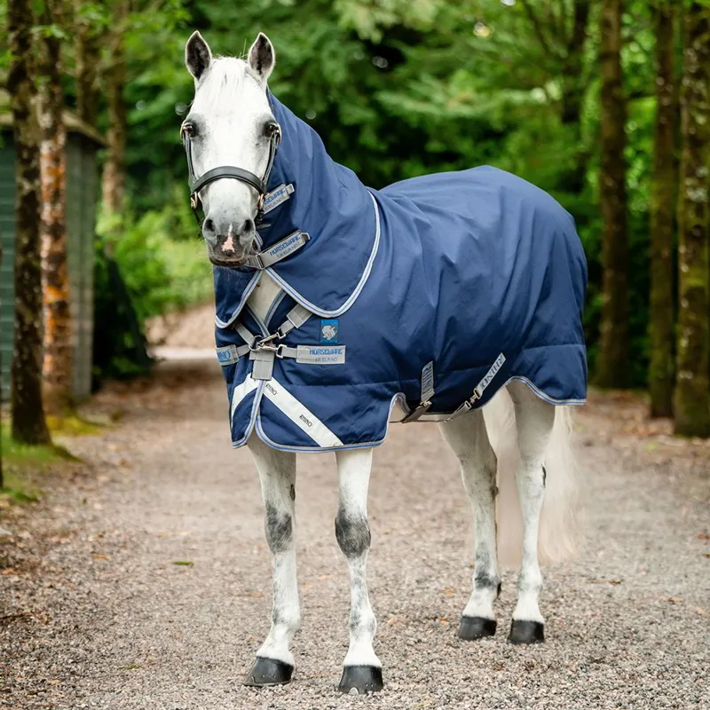 Rhino Pony Plus 100g Turnout Rug - Navy/Titanium/Classic Blue