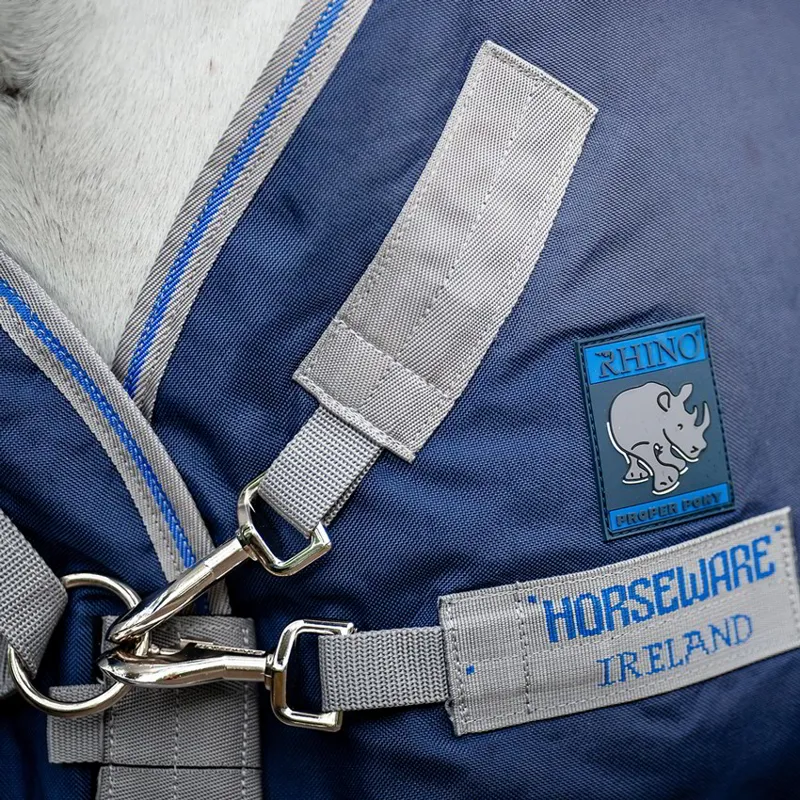Rhino Pony Plus Lite 0g Turnout Blanket - Navy/Titanium/Classic Blue-3