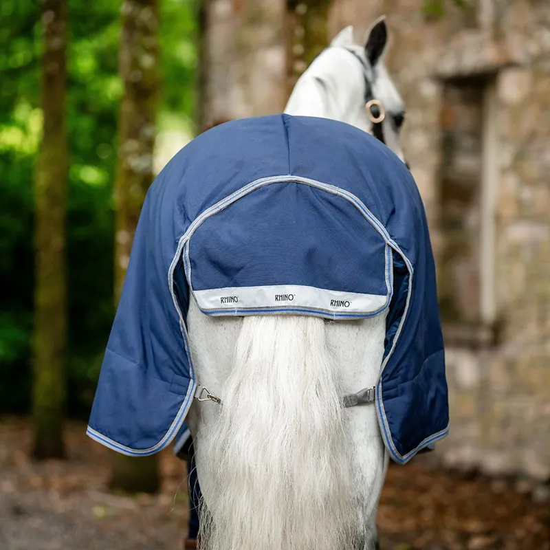 Rhino Pony Plus 100g Turnout Rug - Navy/Titanium/Classic Blue-5
