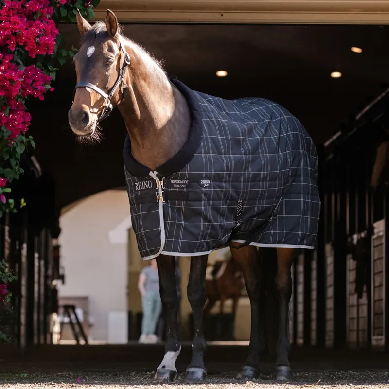 Rhino Pony 100g Stable Blanket - Black/Grey/White Check