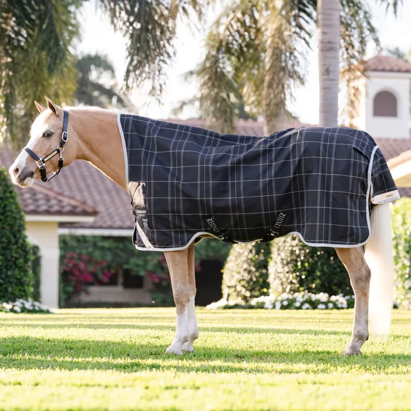 Rhino Pony 100g Wug Turnout Blanket - Black/Grey/White Check