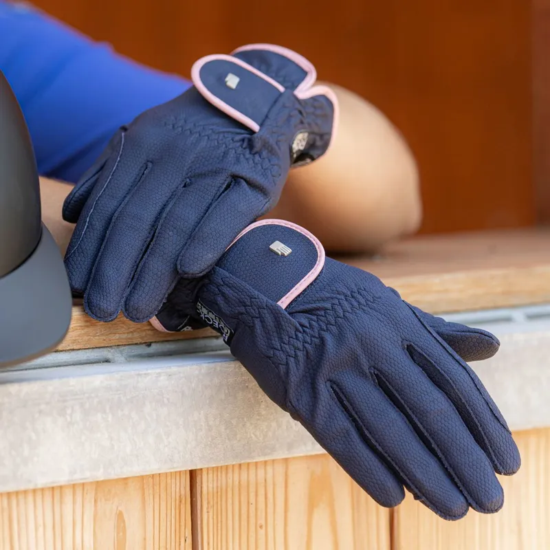 Roeckl Lona Adult Riding Gloves - Navy/Vintage Pink-2