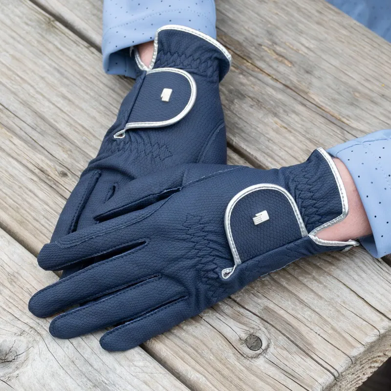 Roeckl Lona Adult Riding Gloves - Navy/Silver-2