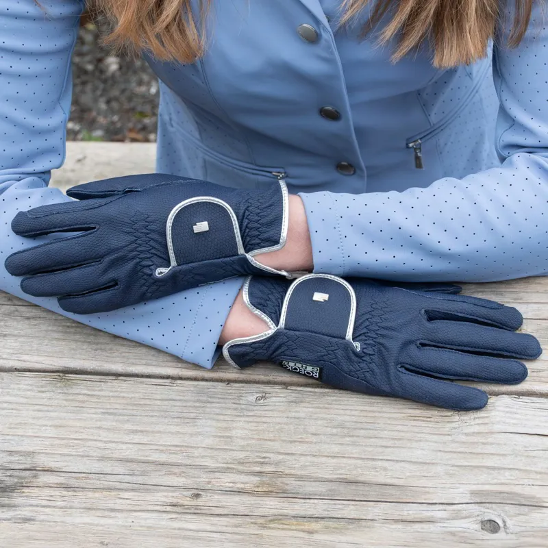 Roeckl Lona Adult Riding Gloves - Navy/Silver-3