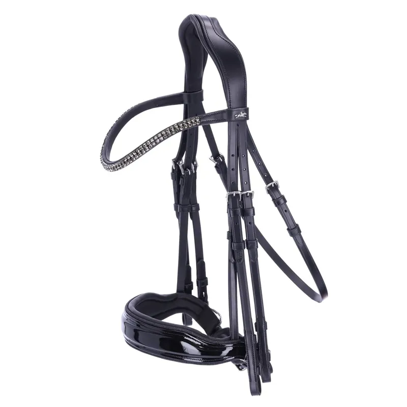 Schockemohle Monticelli Double Bridle - Black/Patent/Silver