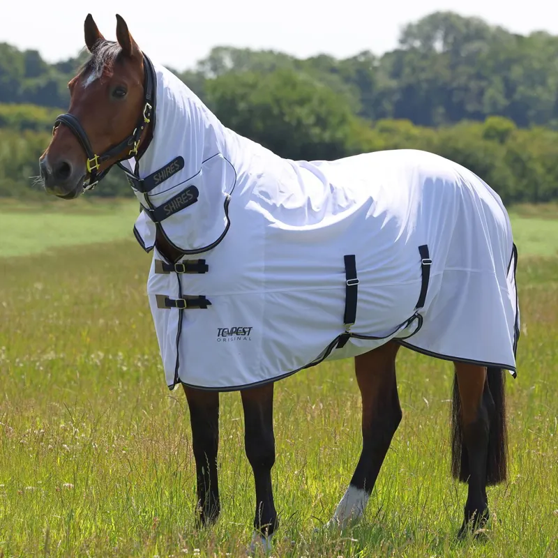 Shires Tempest Original Combo Neck Fly Sheet - White/Navy