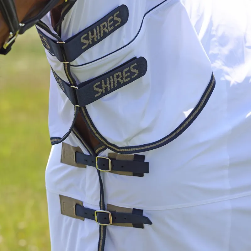 Shires Tempest Original Combo Neck Fly Sheet - White/Navy-1