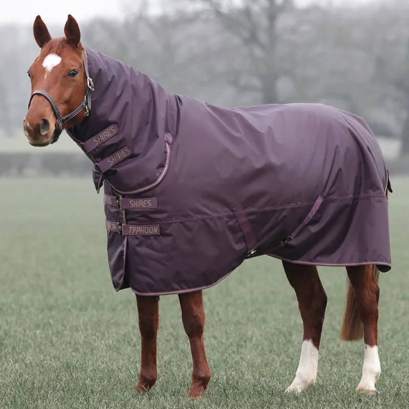 Shires Typhoon 100g Combo Neck Turnout Blanket - Black Cherry