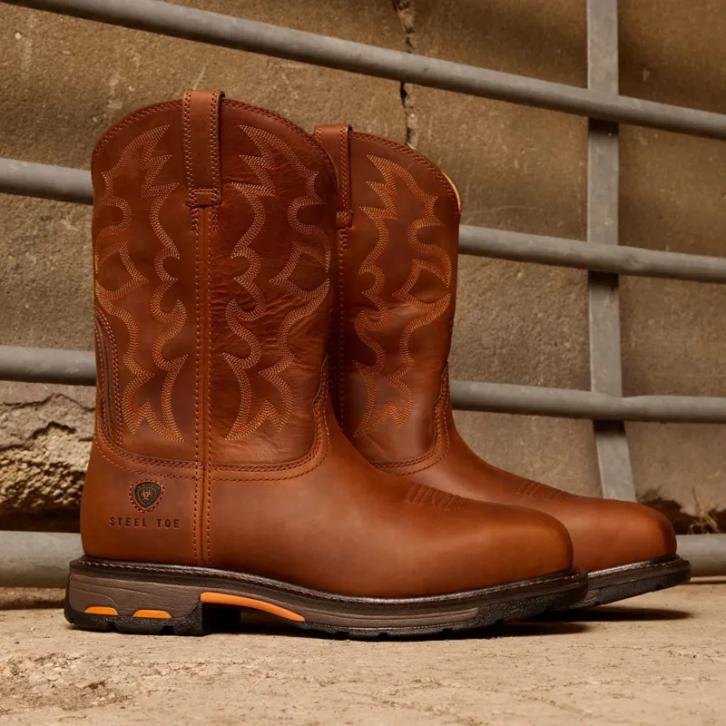 Ariat Workhog Wide Square Steel Toe Men's Western Work Boots - Toast-1