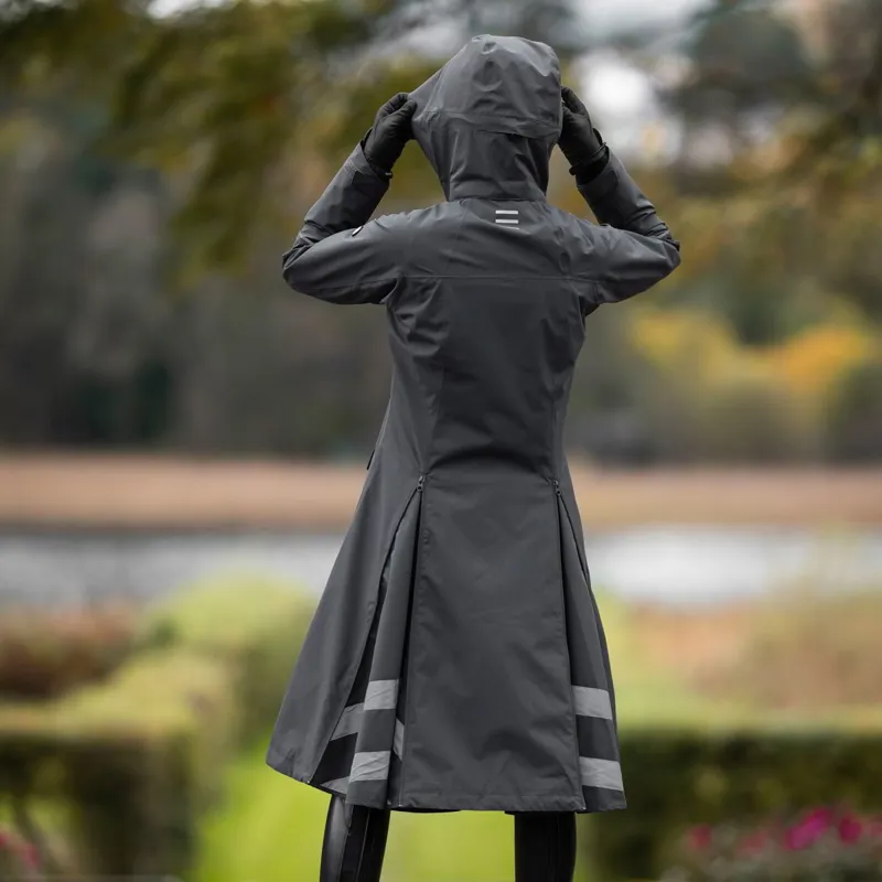 Stierna Nova Women's Long Waterproof Rain Coat - Ebony-4
