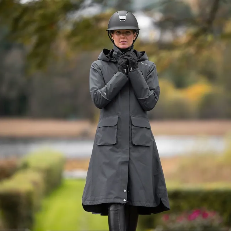 Stierna Nova Women's Long Waterproof Rain Coat - Ebony-2