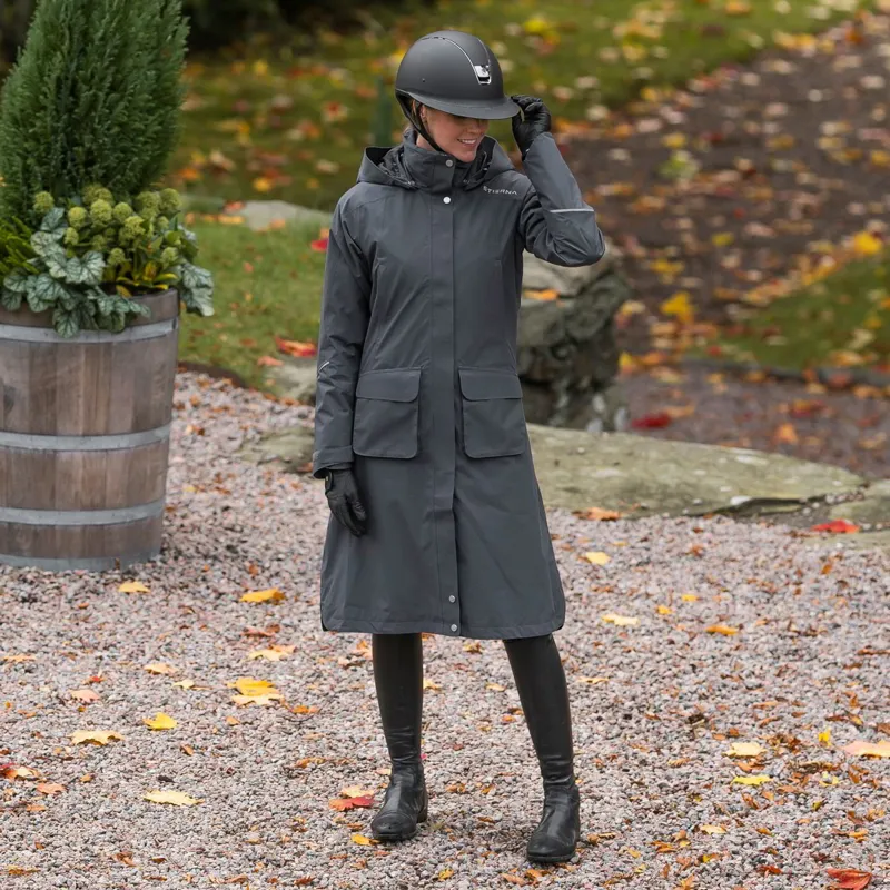 Stierna Nova Women's Long Waterproof Rain Coat - Ebony-8