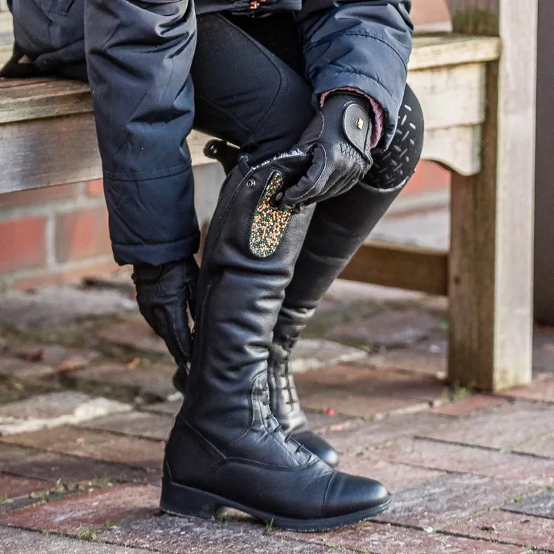 Suedwind Nova Fun Leather Convertible Junior Tall Riding Boots - Black-6
