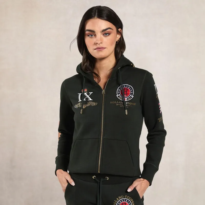 Holland Cooper Team Zip Hoodie Women's - Racing Green