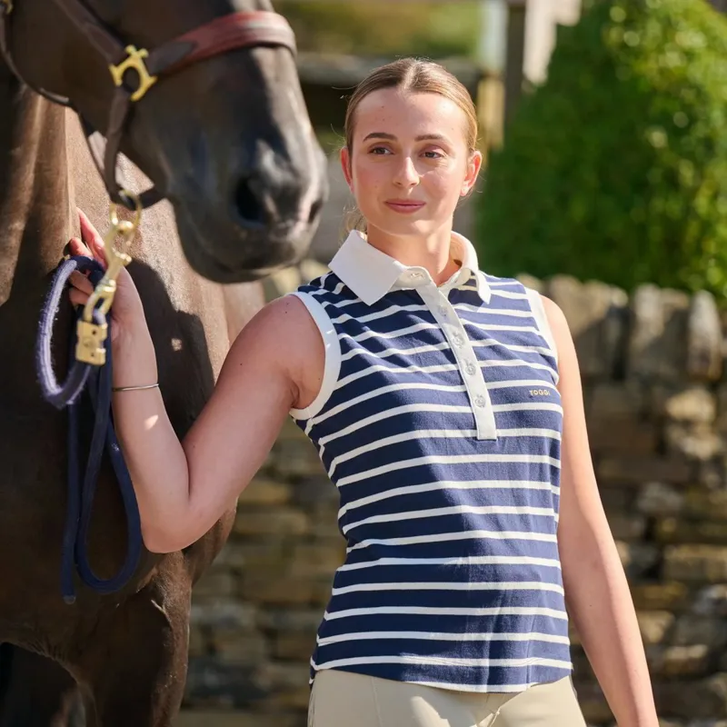 Toggi Bamber Women's Sleeveless Polo Shirt - Navy/White Stripe-2