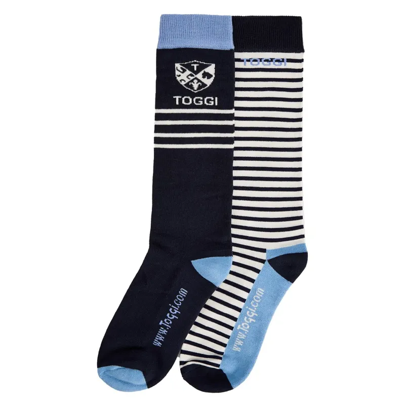 Toggi Eda Women's Tall Riding Socks Twin Pack - Navy/Sky