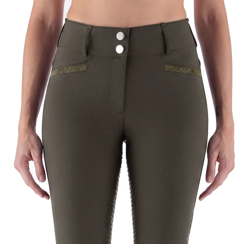 Equiline Eqcrystalef Full Grip Womens Breeches - Olive Night-2