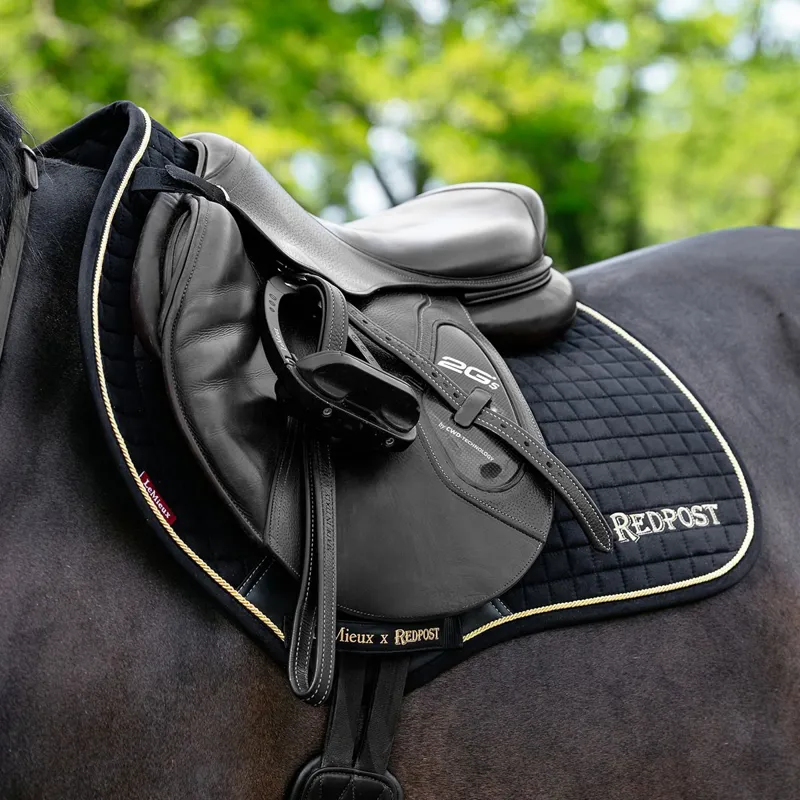LeMieux x Redpost Suede Close Contact Saddle Pad - Black/Gold-7