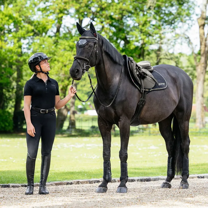 LeMieux x Redpost Suede Close Contact Saddle Pad - Black/Gold-10