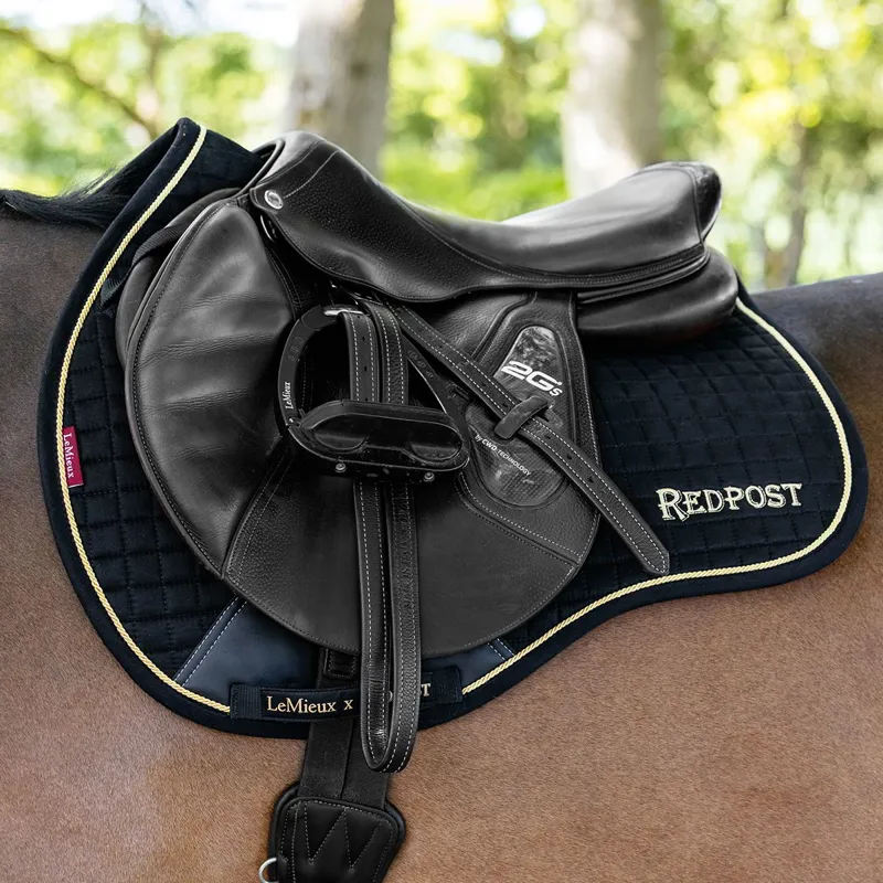LeMieux x Redpost Suede GP Saddle Pad - Black/Gold-4